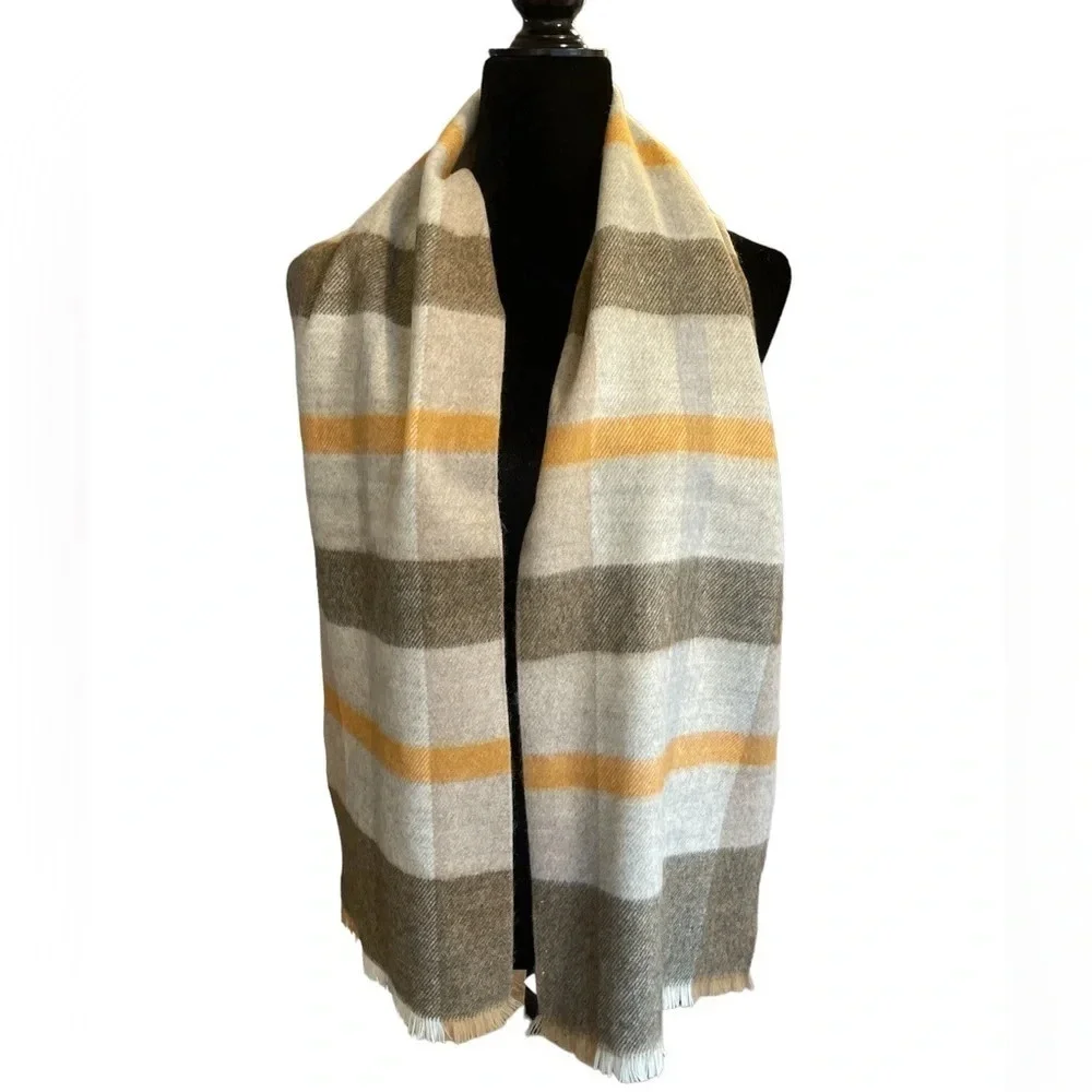 Vintage Trimingham's Bermuda Scarf Plaid Made in France Neutral